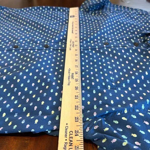 Construct Men’s Slim Fit Tiny Fish Print Button Up Shirt Size XXL Big&Tall - Picture 9 of 9